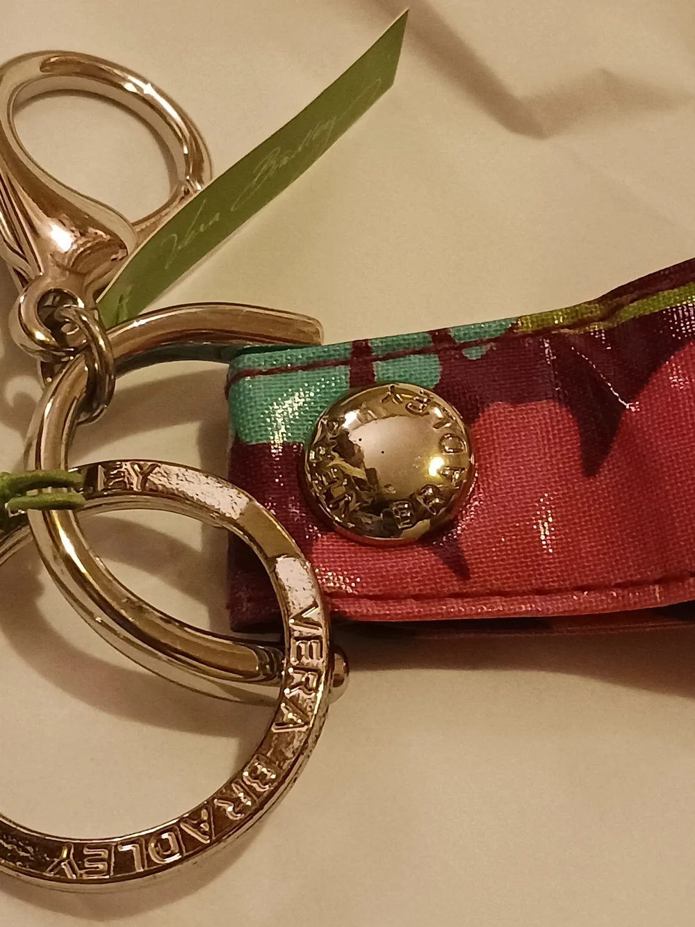 Vera Bradley Pink Key Fob Loop Keychain in Flutterby
